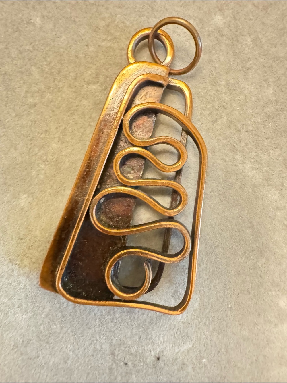 Rebajes Signed Copper Modernist Pendant Vintage